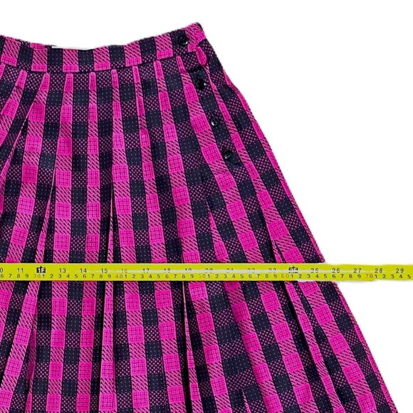 Vintage 70s midi high waist checkered midi pleated skirt - Picture 9 of 12